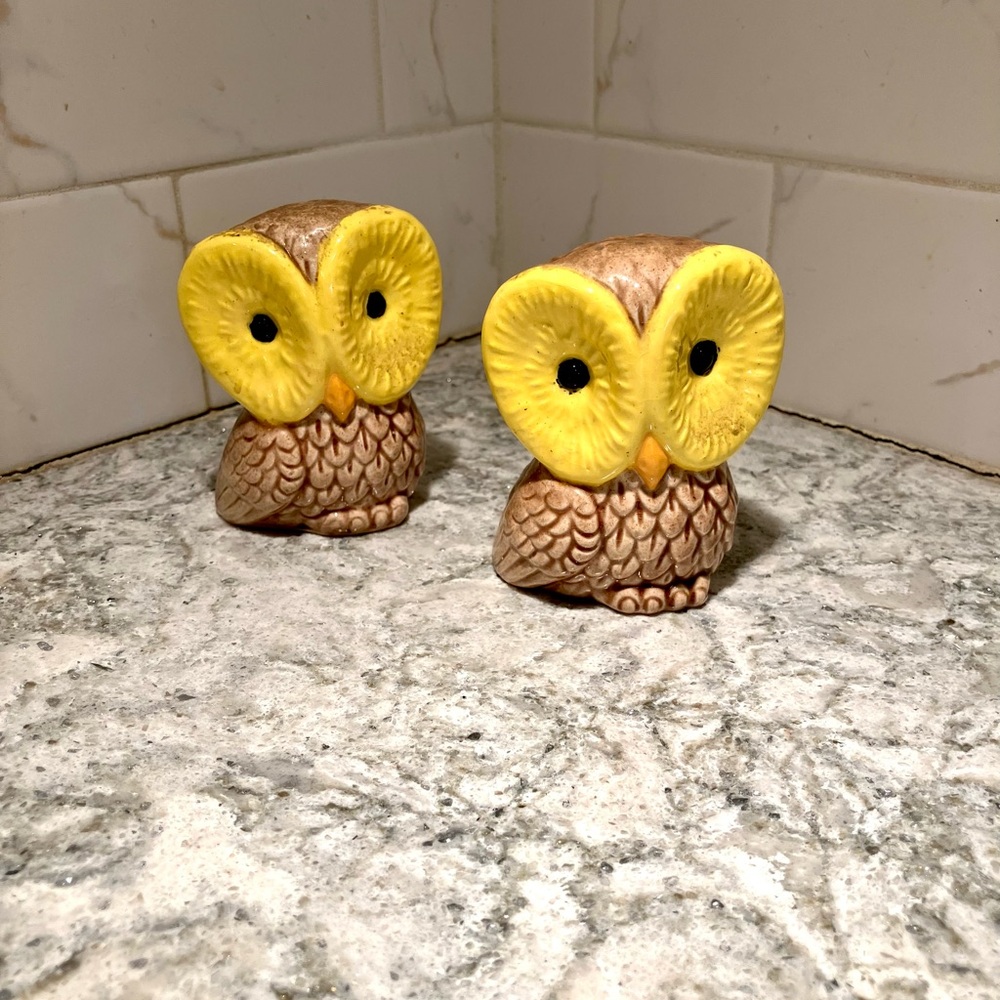 Charming Yellow Owl Figurines